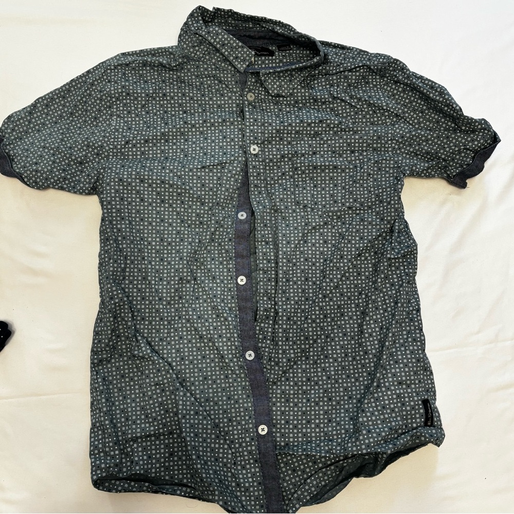 Ben Sherman Navy and White Patterned Button-Down Shirt